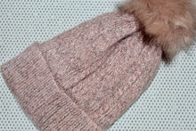 Load image into Gallery viewer, NEW ARRIVAL --- Fuzzy Lined Heather Knit Hat with Faux Fur Pom Pom