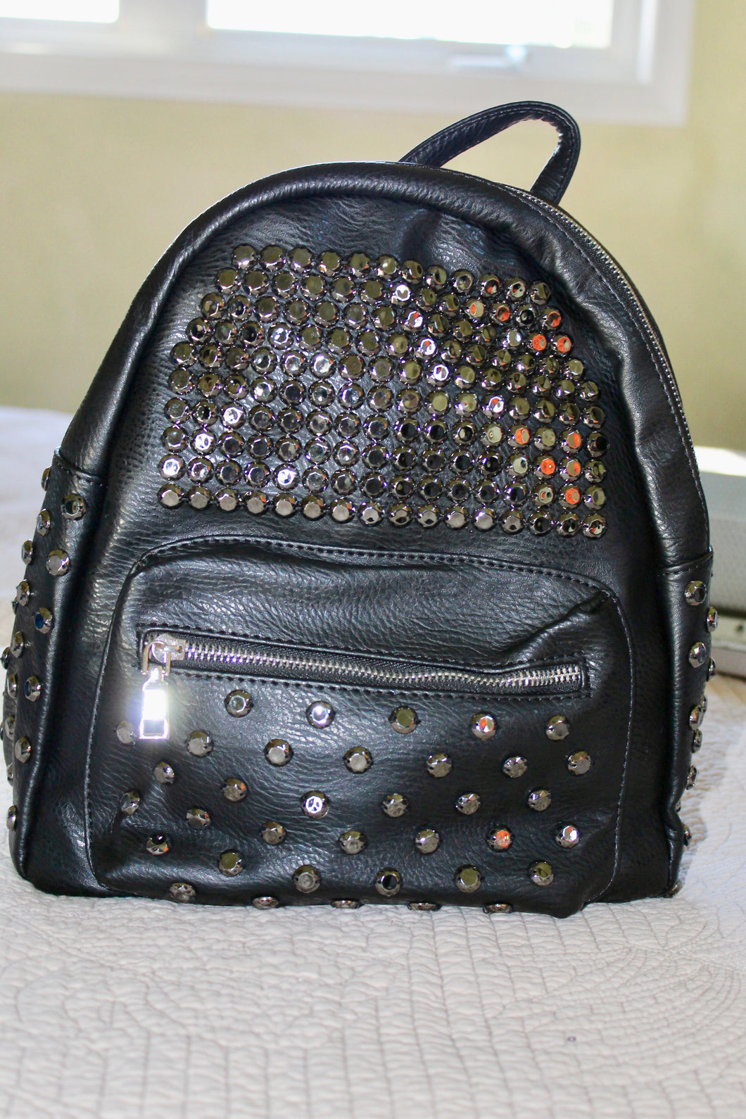 New Arrival ---Black Studded & Rhinestone Knapsack