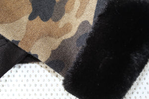 Camo Print Gloves with Black Faux Fur Trim