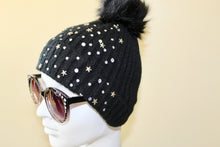 Load image into Gallery viewer, New Arrival --- Rhinestone Star Studded Hat with Removable Pom Pom