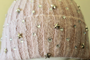 New Arrival --- Rhinestone Star Studded Hat with Removable Pom Pom