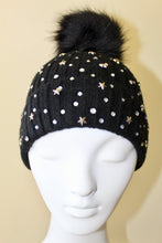 Load image into Gallery viewer, New Arrival --- Rhinestone Star Studded Hat with Removable Pom Pom