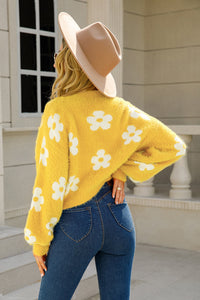 New Arrival - Floral Open Front Fuzzy Cardigan