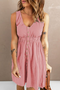 New Arrival -- Sleeveless Button Down Mini Dress