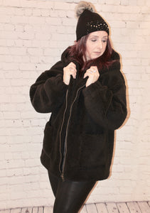 Hooded fleece teddy jacket