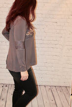 Load image into Gallery viewer, Long sleeve vintage embroidered top with lace detail on sleeves