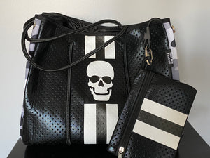 New Arrival - Black Metallic Skull Neoprene Tote