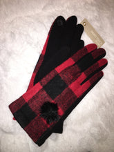 Load image into Gallery viewer, Buffalo Plaid Knit Gloves with Tech Fingers