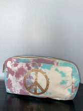 Load image into Gallery viewer, Glitter Peace Sign Cosmetic Bag