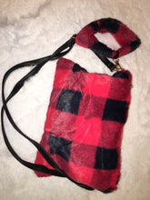 Load image into Gallery viewer, New Arrival --- Faux Fur Buffalo Plaid Wristlet/Crossbody bag