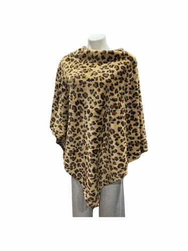 New Arrival --- Leopard Print Faux Fur Poncho