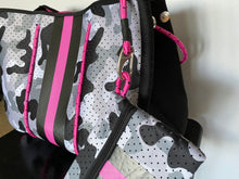 Load image into Gallery viewer, New Arrival - Grey Camo Striped Neoprene Tote with Pink Strap