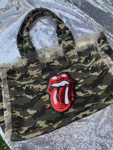 NEW ARRIVAL - Camo Canvas Tote with Sequin Patch