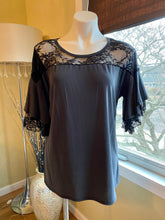 Load image into Gallery viewer, Ruffled Short Sleeve Top with Black Lace