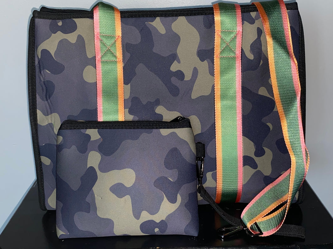 New Arrival - Neoprene Camo Tote with Zippered Closure with Removeable Strap