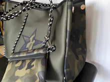 Load image into Gallery viewer, New Arrival - Olive Neoprene Tote with Camo Star with Snap Closure